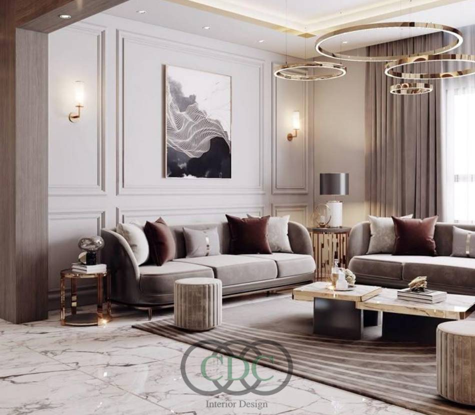 Thi công phòng khách tân cổ điển đẹp đẳng cấp, chuẩn gu thẩm mỹ thượng lưu