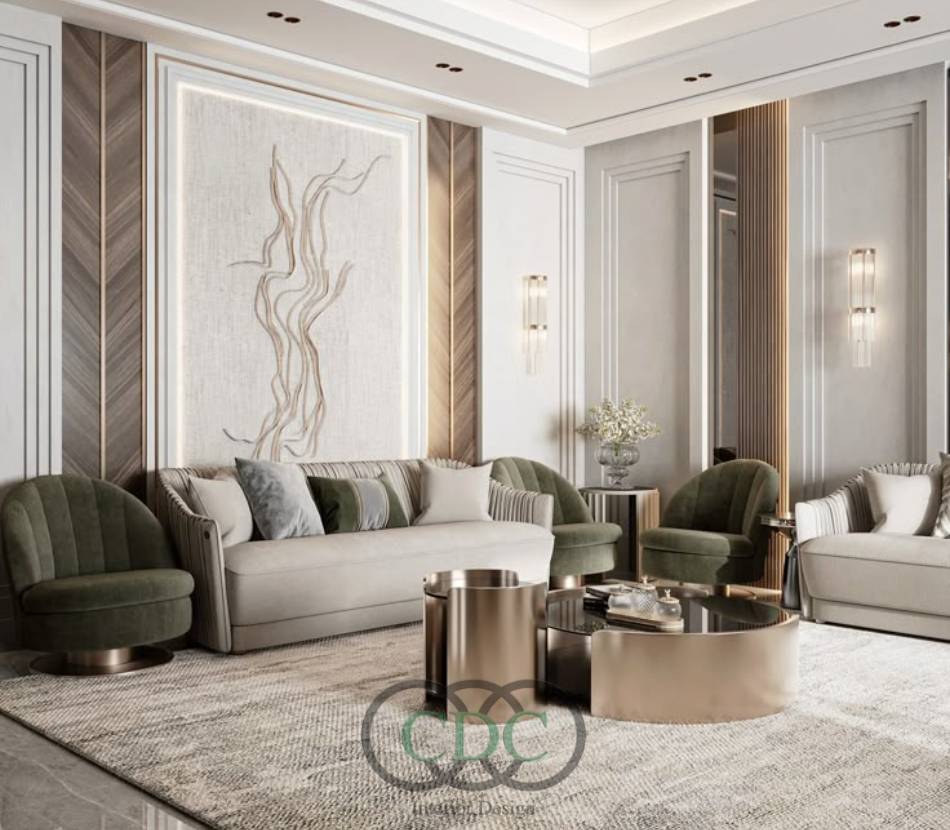 Thi công phòng khách tân cổ điển đẹp đẳng cấp, chuẩn gu thẩm mỹ thượng lưu