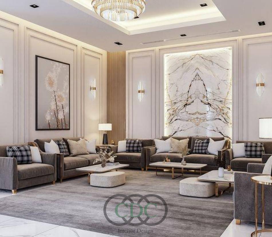Thi công phòng khách tân cổ điển đẹp đẳng cấp, chuẩn gu thẩm mỹ thượng lưu