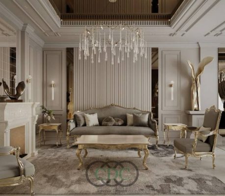 Thi công phòng khách tân cổ điển đẹp đẳng cấp, chuẩn gu thẩm mỹ thượng lưu