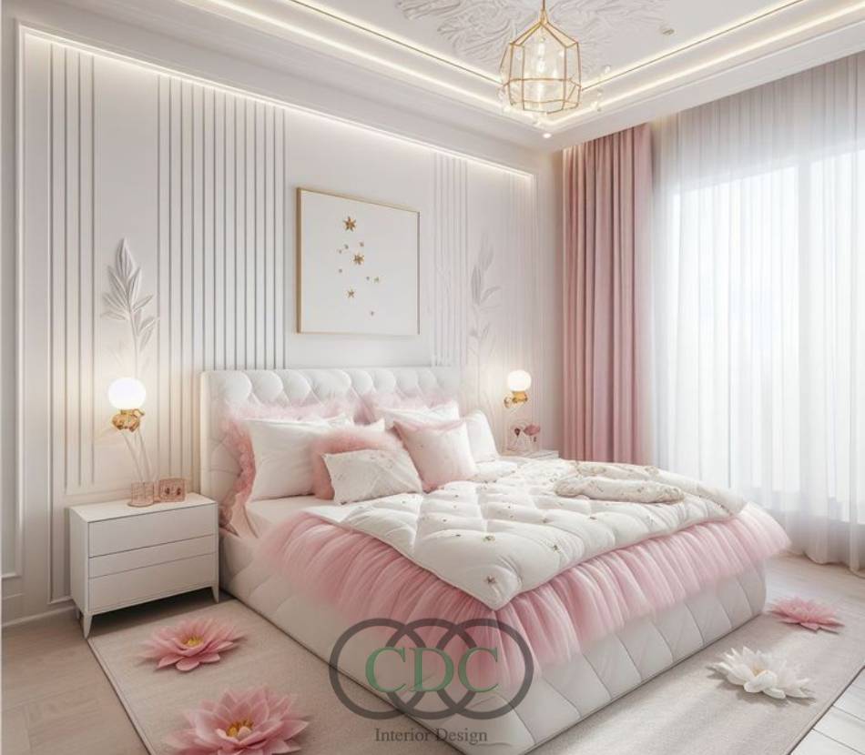 Thi công phòng ngủ bé gái đẹp, an toàn và đầy sáng tạo